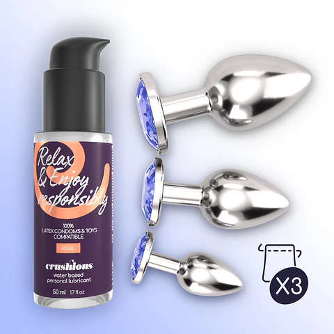 Trio de Plugs Anais Bijou Wet Train Crushious Azul