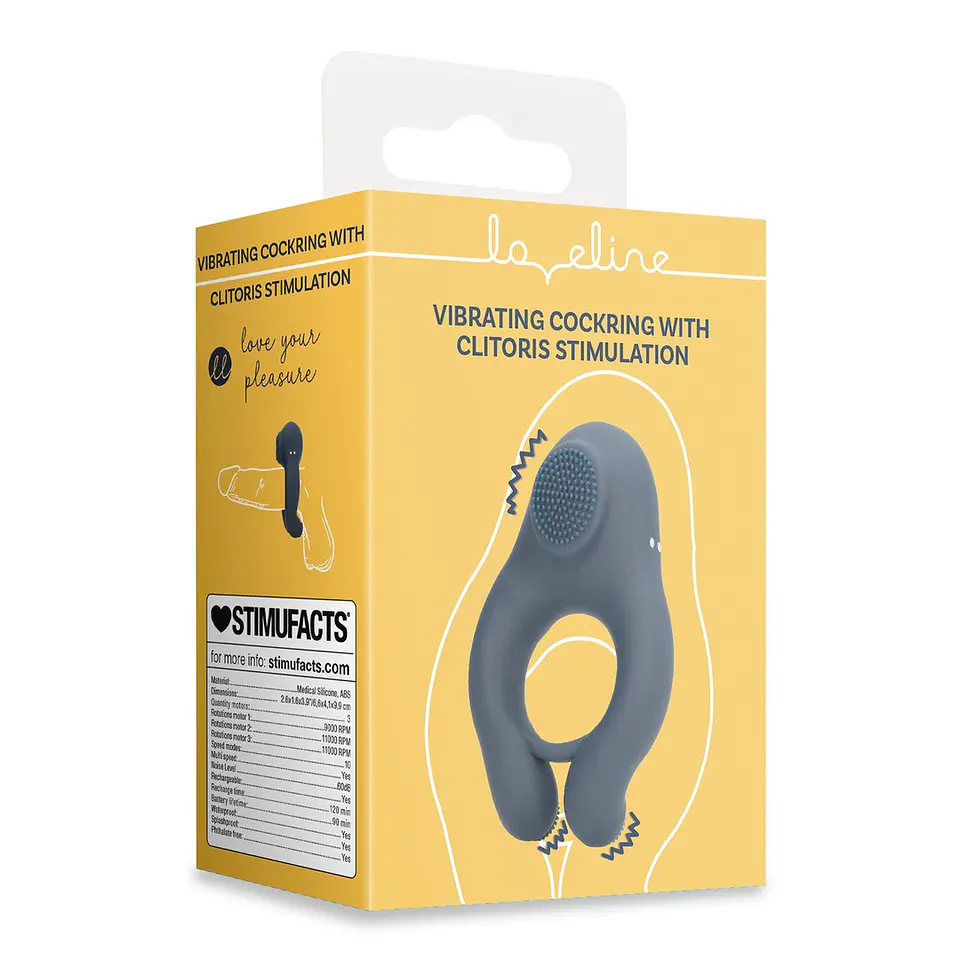 Anel Vibratório com Estimulação Clitoriana Azul Índigo Loveline 2