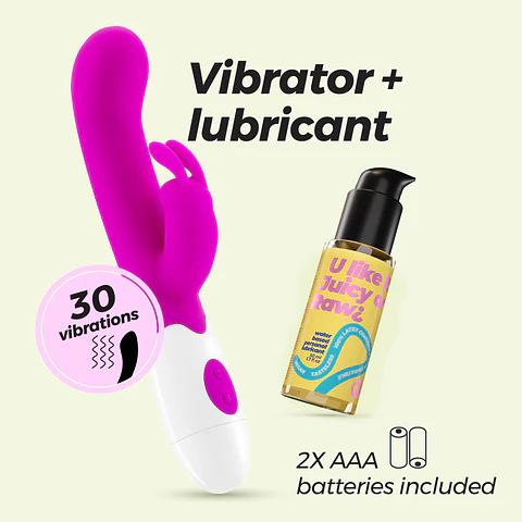 Vibrador com Estimulador de Clitóris Jigglie e Lubrificante à Base de Água Incluído Crushious