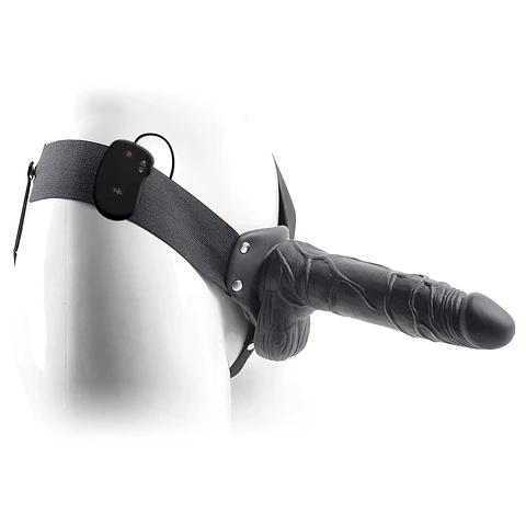 Strap-On Oco com Vibração e Testículos Real Rapture Air Feeling 8' Preto Toyz4lovers