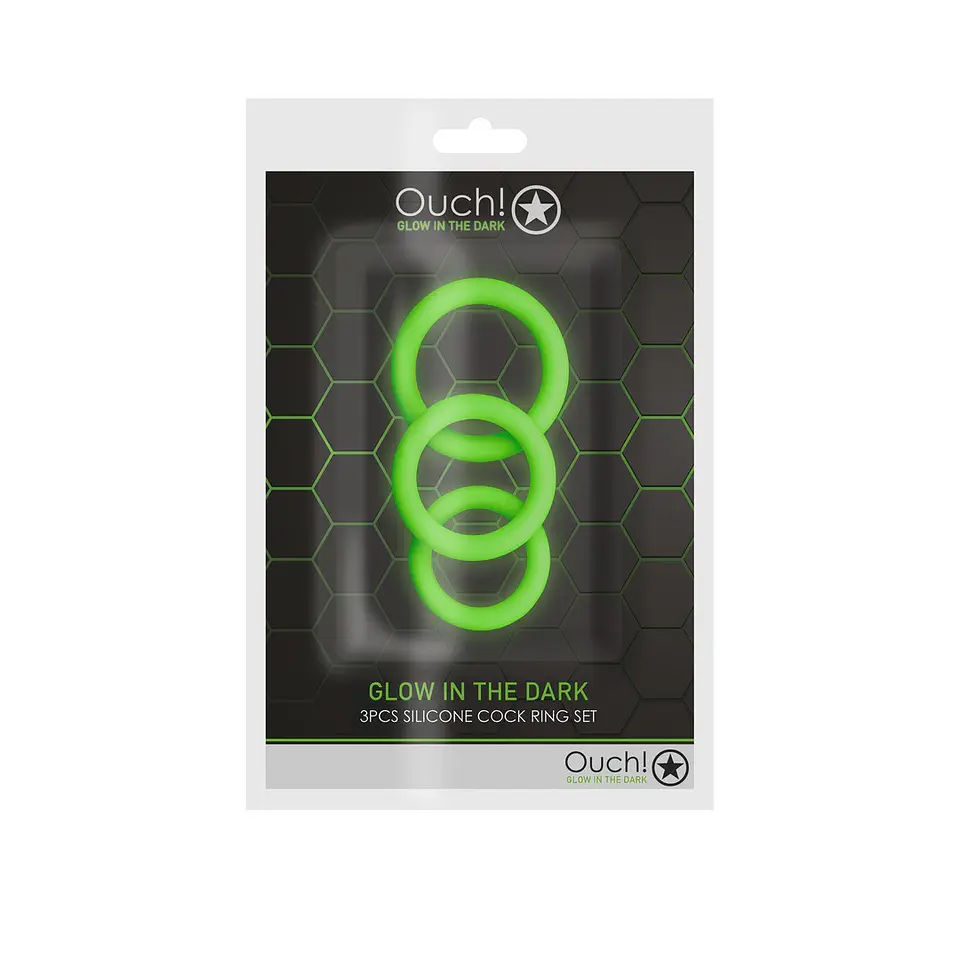 Conjunto de 3 Anéis para o Pénis Glow In the Dark Ouch! 2