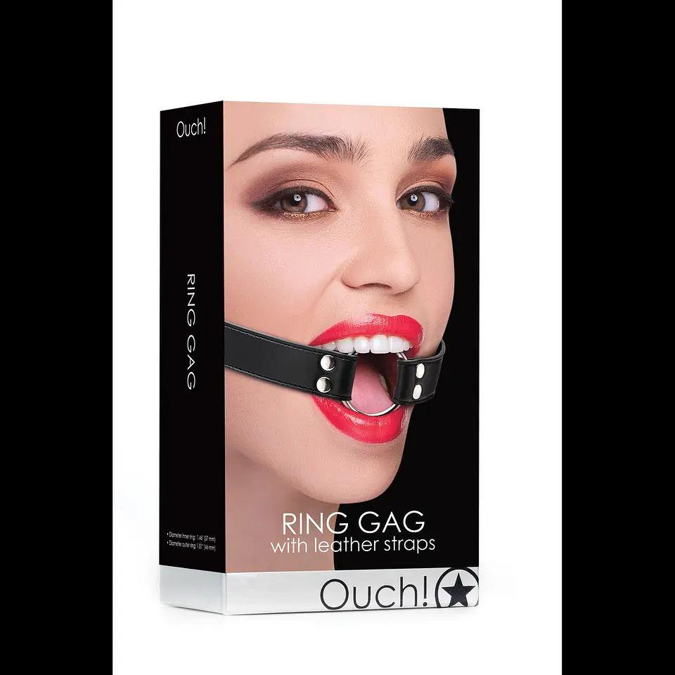 Mordaça Ouch! Ring Gag Preta 2