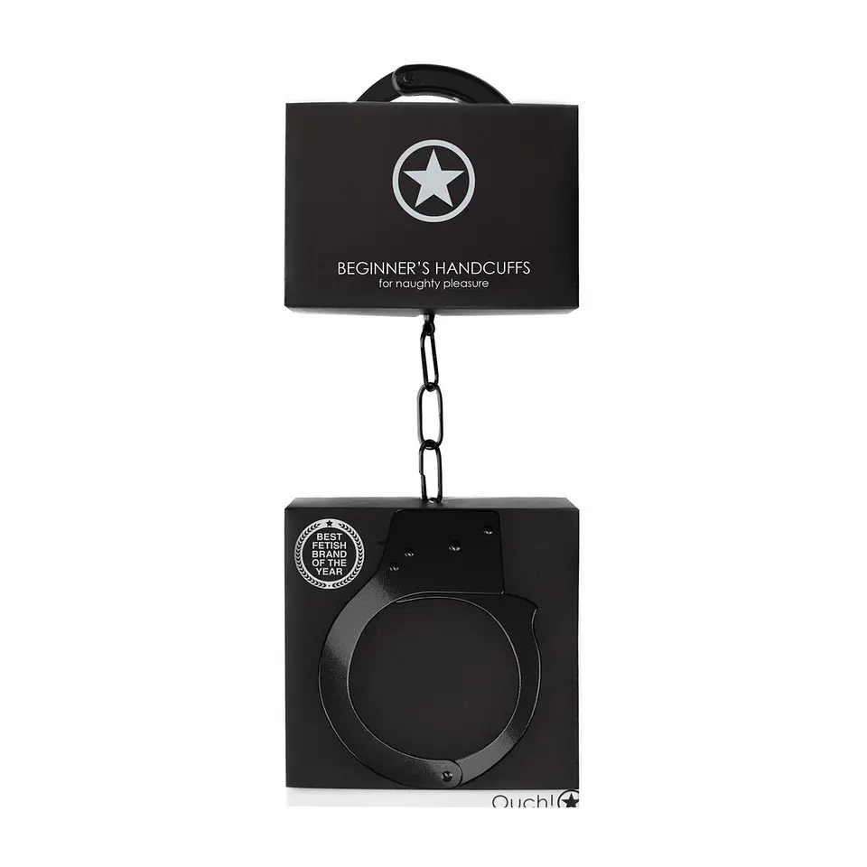 Algemas em Metal Beginner's Handcuffs Pretas Ouch! 2
