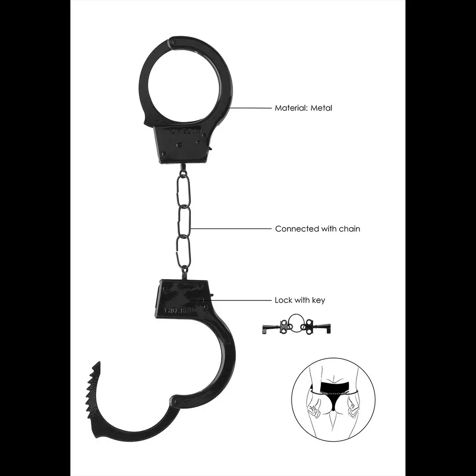 Algemas em Metal Beginner's Handcuffs Pretas Ouch! 6