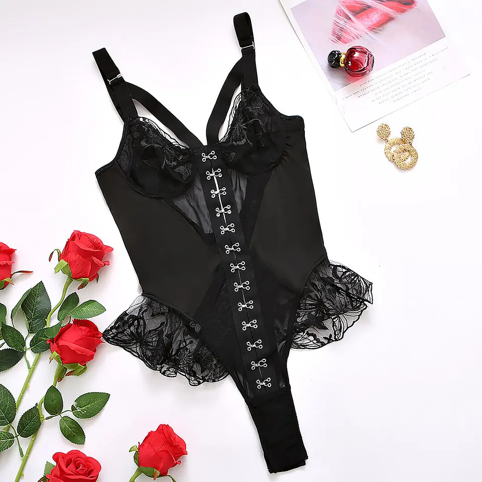 Body Ruffled Lace Mesh with Hook Front de Namour 6
