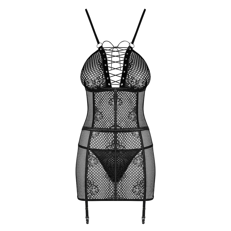 Camisa de Noite e Tanga Basitta Obsessive Preta 3