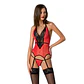 Corpete e Tanga Peonia Vermelho Erotic Line Passion - Thumbnail 1