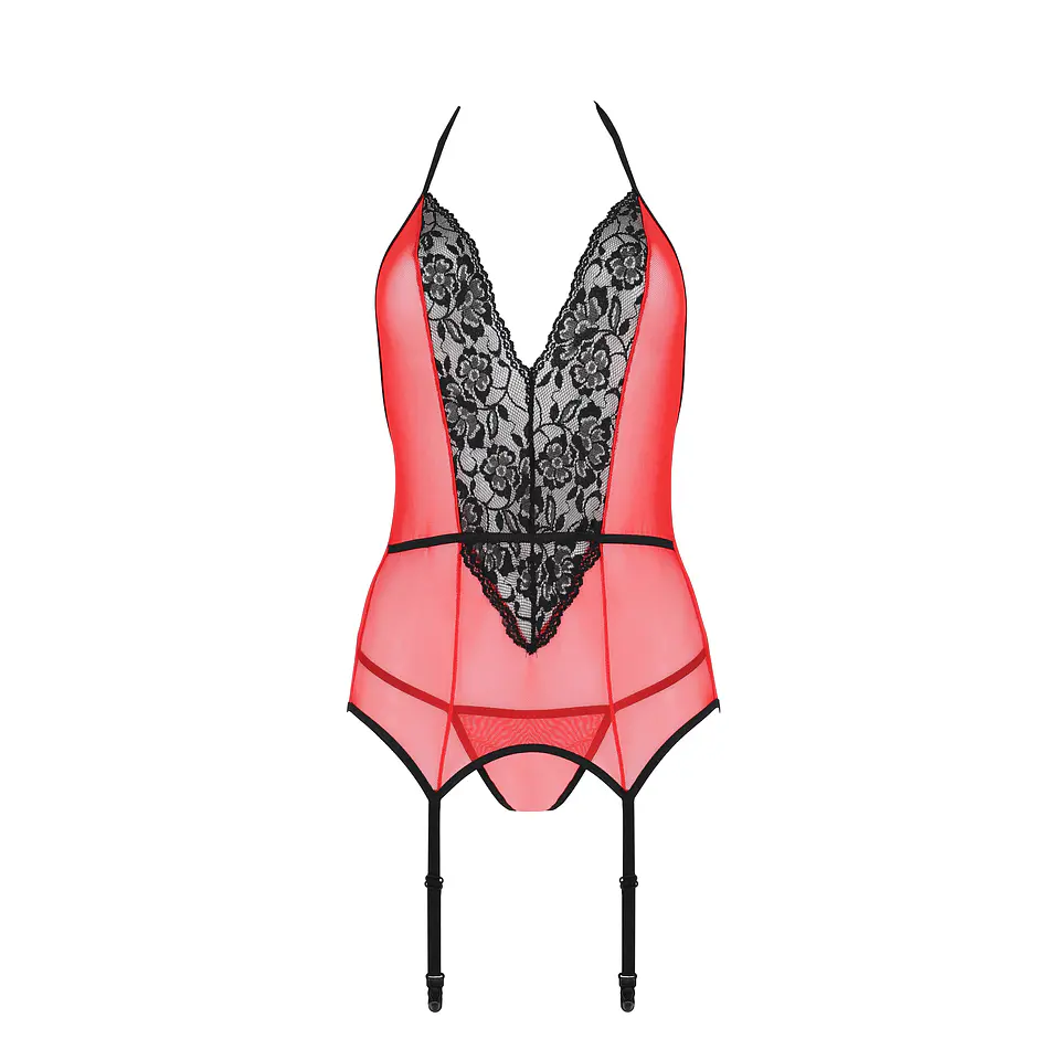 Corpete e Tanga Peonia Vermelho Erotic Line Passion 3