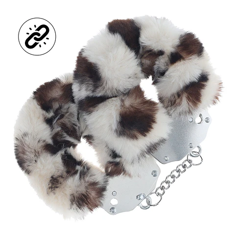 Algemas com Pelúcia Heavy-Duty Fluffy Snow Leopard Ouch!