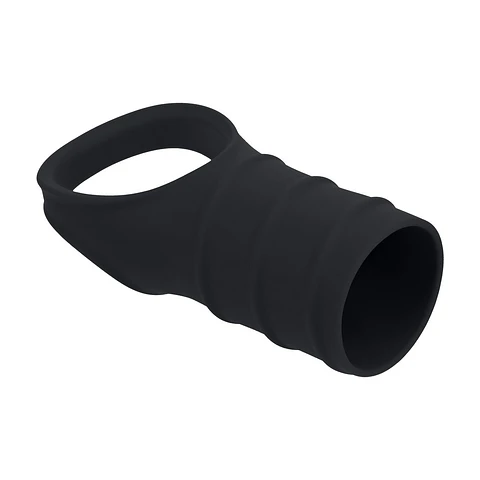Anel para o Pénis em Silicone com Manga Estriada Preto Levelz