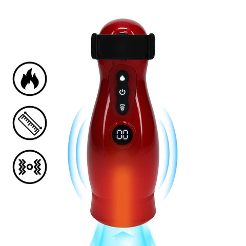 Masturbador Vibratório com Sucção e Suporte de Telefone Virtuo Metallic Red Pumped
