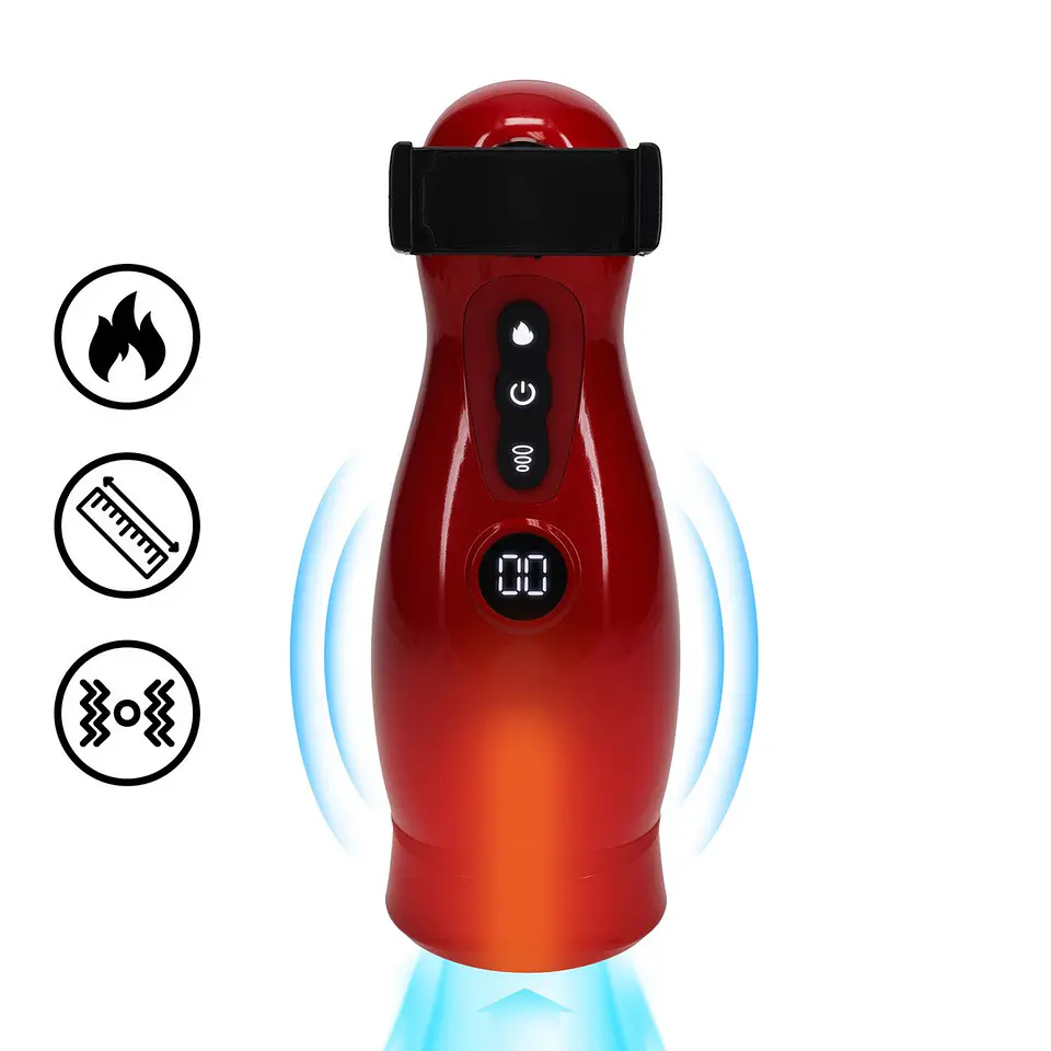 Masturbador Vibratório com Sucção e Suporte de Telefone Virtuo Metallic Red Pumped 1