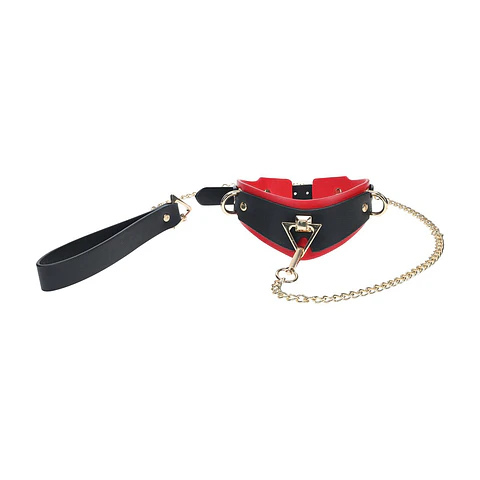 Coleira com Trela Milan Collection Preto/Vermelho Ouch!