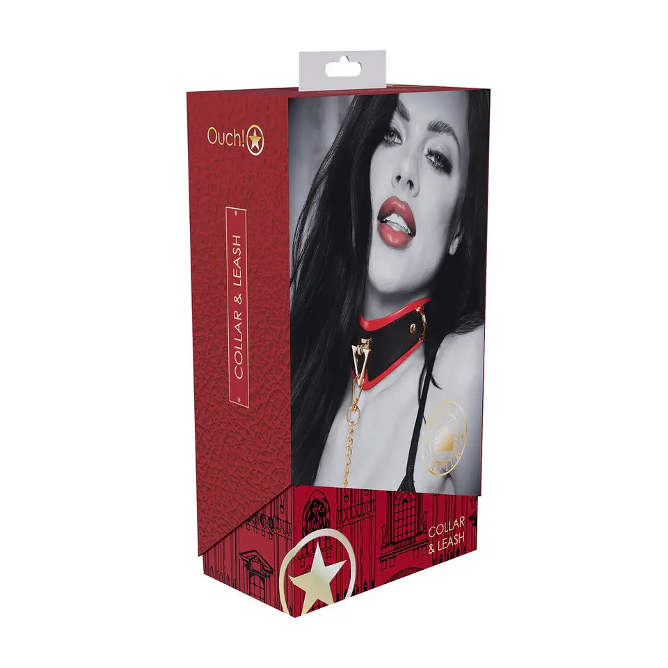 Coleira com Trela Milan Collection Preto/Vermelho Ouch! 2