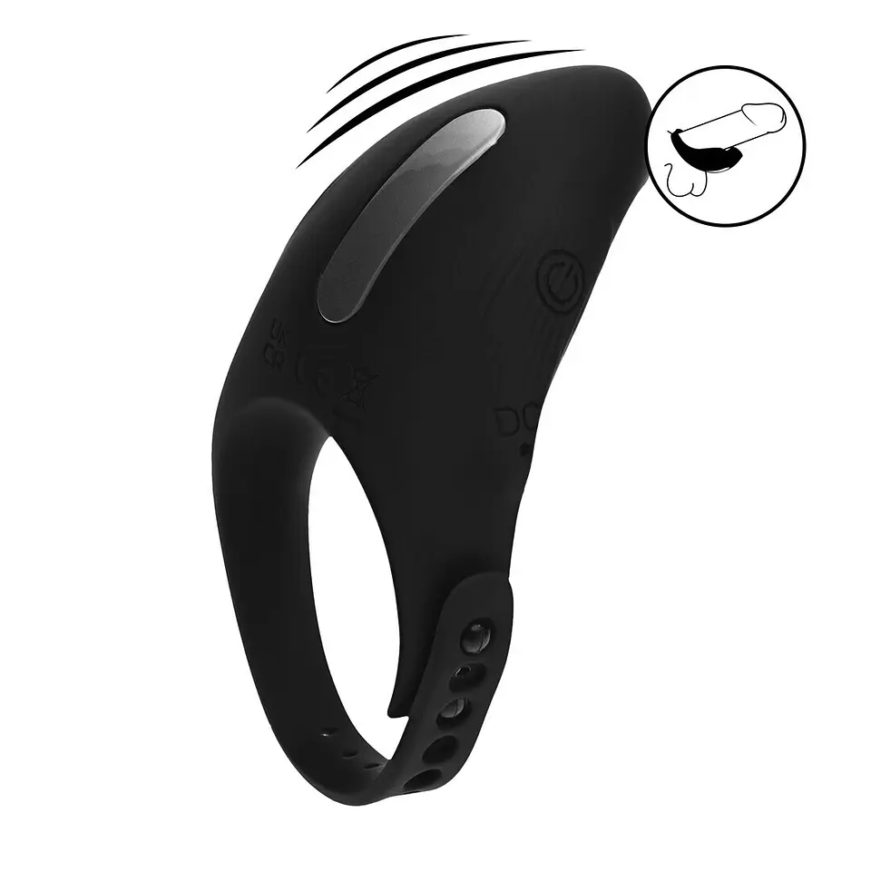 Anel Vibratório e Ajustável para o Pénis em Silicone Preto Levelz 1