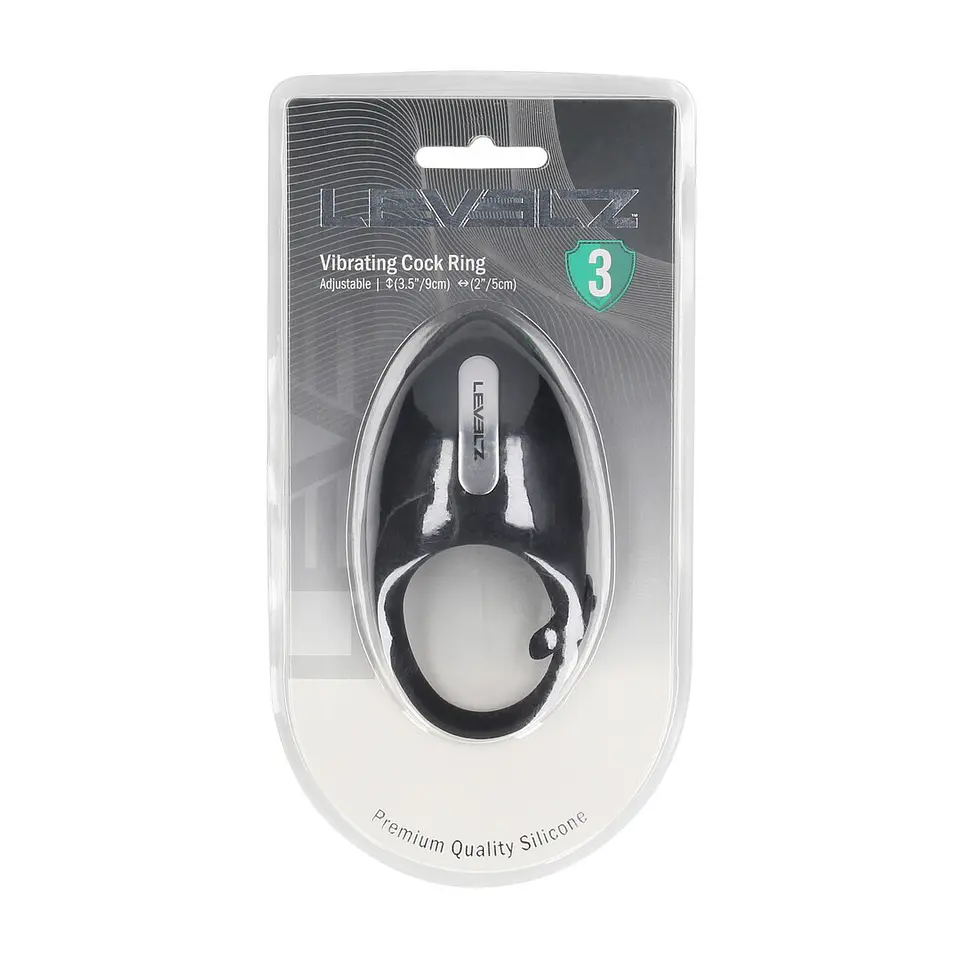 Anel Vibratório e Ajustável para o Pénis em Silicone Preto Levelz 2