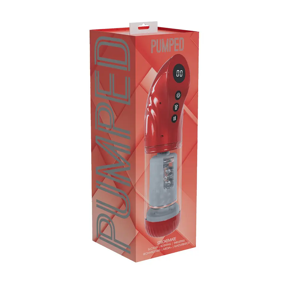 Masturbador Vibratório com Sucção e Impulso Strokemate Metallic Red Pumped 2
