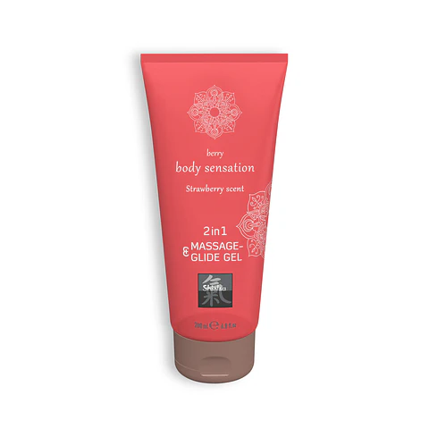 Gel de Massagem e Lubrificante 2em1 com Sabor a Morango Shiatsu™ 200ml