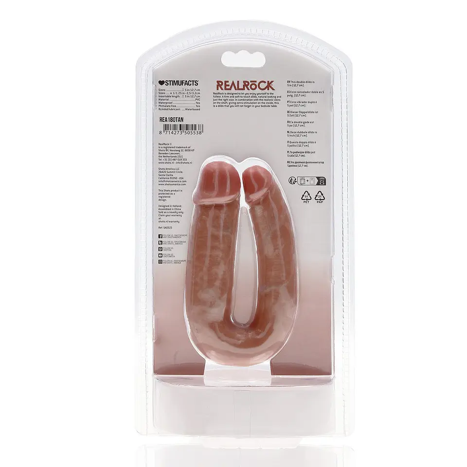 Dildo Duplo U Shaped Double Dildo 5 /12,7 CM Tan Realrock 3