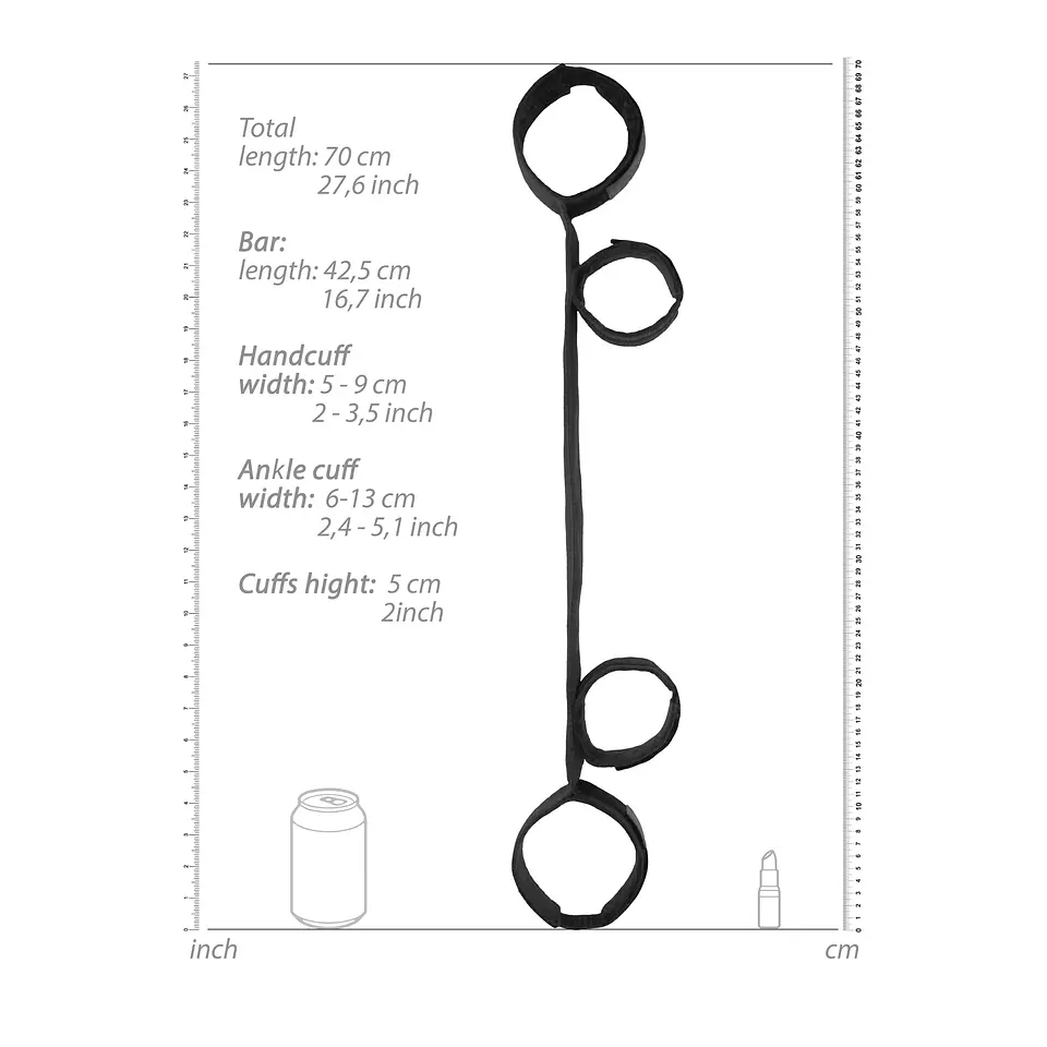Barra Afastadora com Algemas Ouch! Spreader Bar with Cuffs Preta (modelo 2) 4