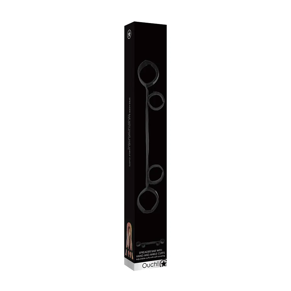 Barra Afastadora com Algemas Ouch! Spreader Bar with Cuffs Preta (modelo 2) 6