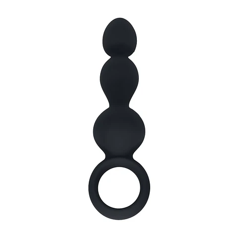 Sonda Anal de Silicone com Pérolas e Asa Preto Levelz