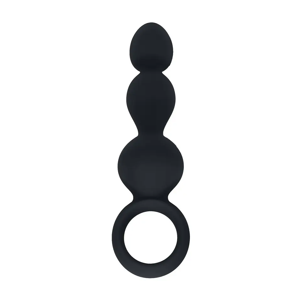 Sonda Anal de Silicone com Pérolas e Asa Preto Levelz 1