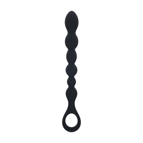 Sonda Anal de Silicone com Pérolas e Asa Preto Levelz (modelo 2)