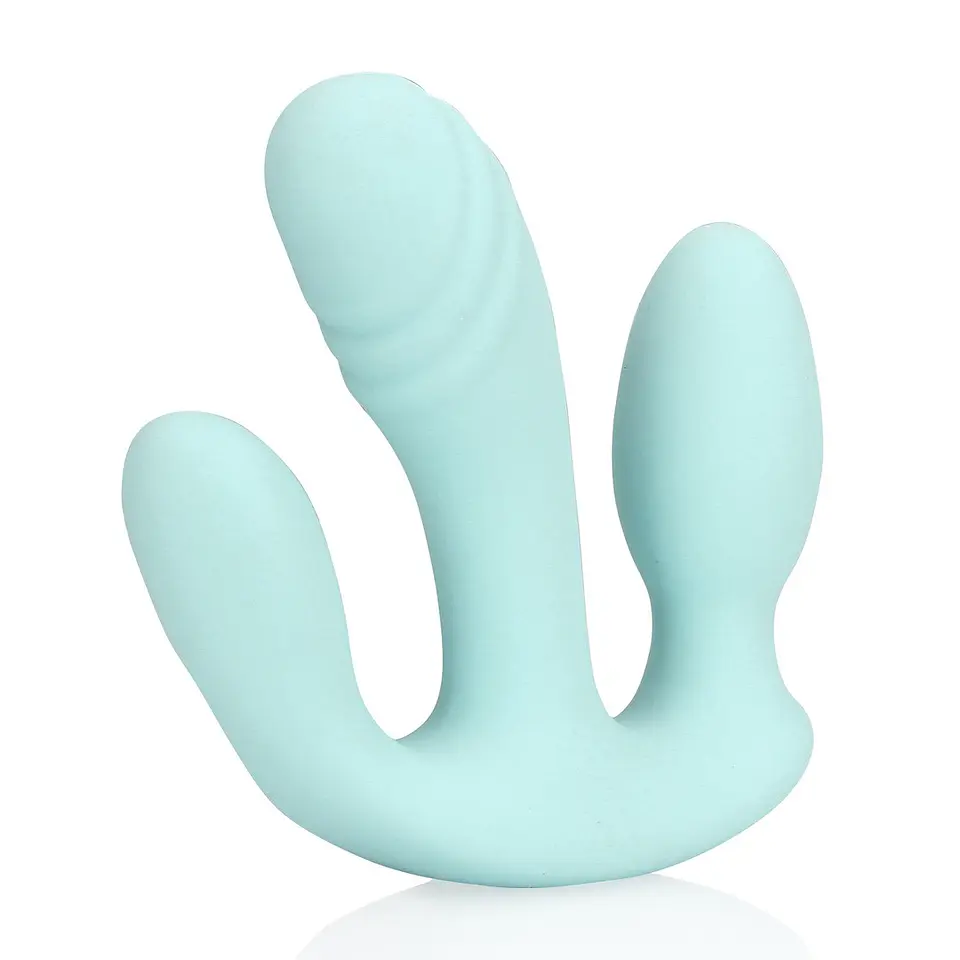 Vibrador 3-1 de Silicone Liquido Breezy Blue Loveline 1