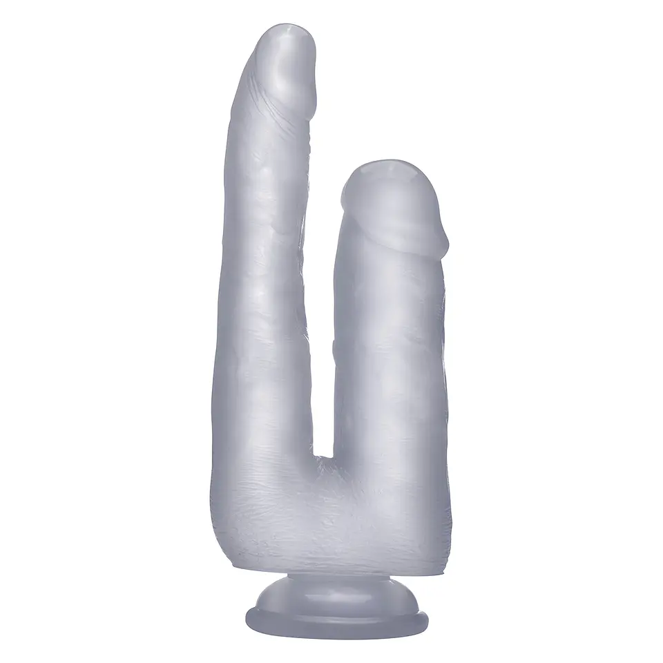 Dildo Duplo Realístico Realrock 9” Transparente 1