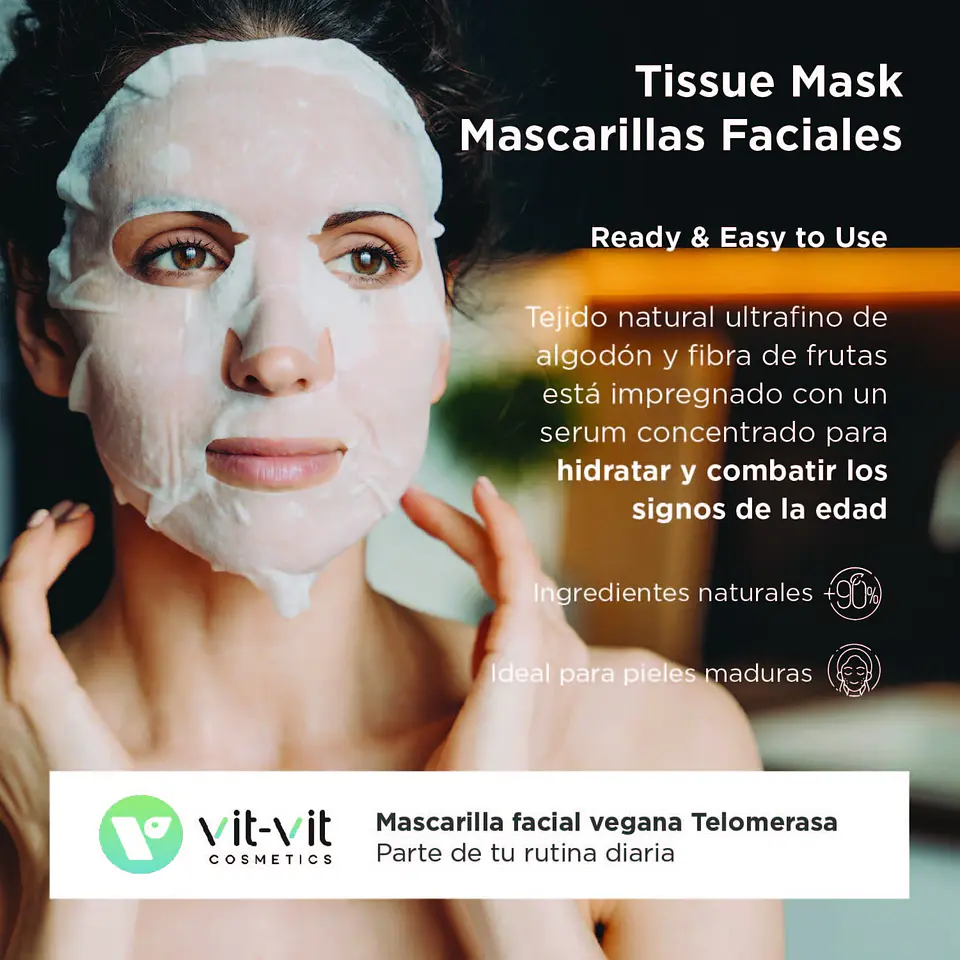 Máscara de Tecido Facial Telomerase Booster Vit Vit Cosmetics 20gr 3