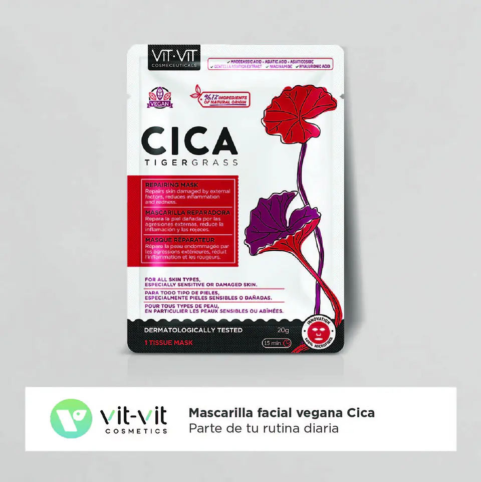 Máscara de Tecido Facial Cica Tigergrass Vit Vit Cosmetics 20gr 2