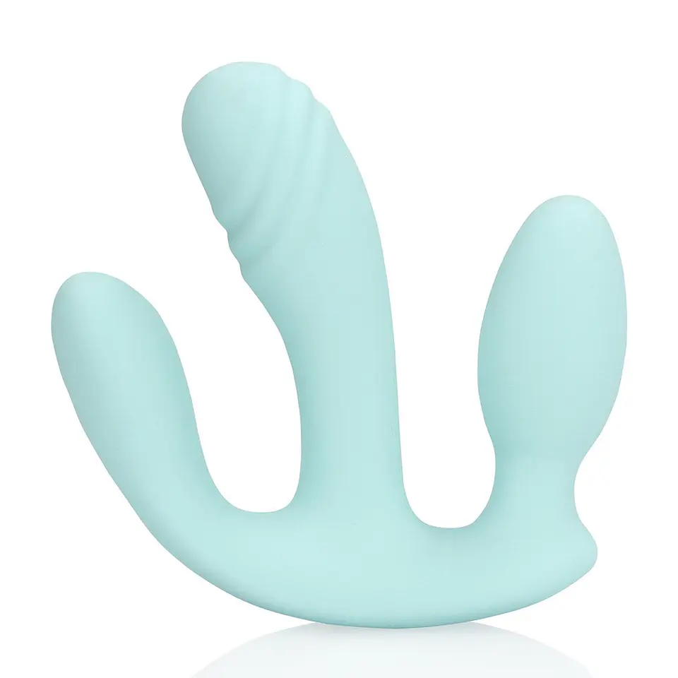 Vibrador 3-1 de Silicone Liquido Breezy Blue Loveline 5