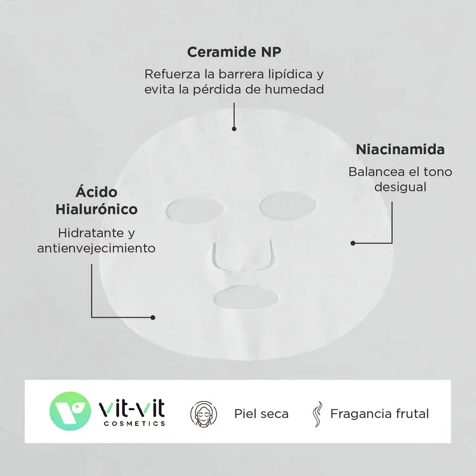 Máscara de Tecido Facial Ceramide Restorative Vit Vit Cosmetics 20gr 5