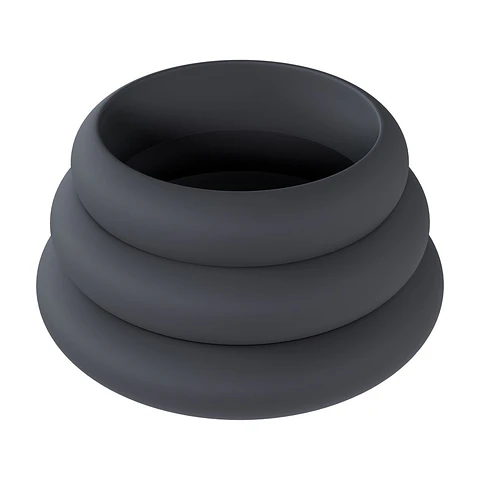 Conjunto de 3 Anéis em Silicone para o Pénis Wide o L/Xl/Xxl Preto Levelz