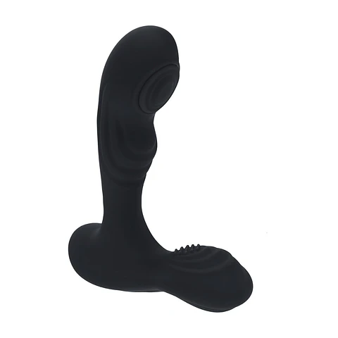 Estimulador de Próstata e Testículos em Silicone com Vibração e Pulsação Preto Levelz