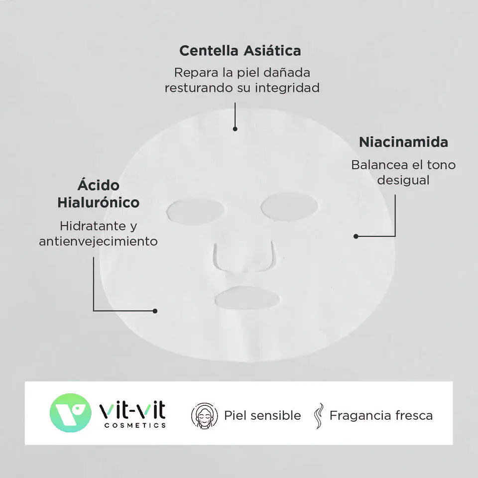 Máscara de Tecido Facial Cica Tigergrass Vit Vit Cosmetics 20gr 5