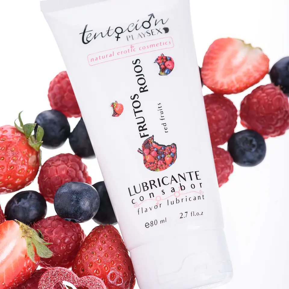 Lubrificante com Sabor a Frutos Vermelhos 80ml Tentación Play Sex 1