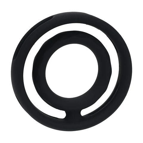Anel para o Pénis e Testículos Clássico em Silicone com Estrias Preto Levelz