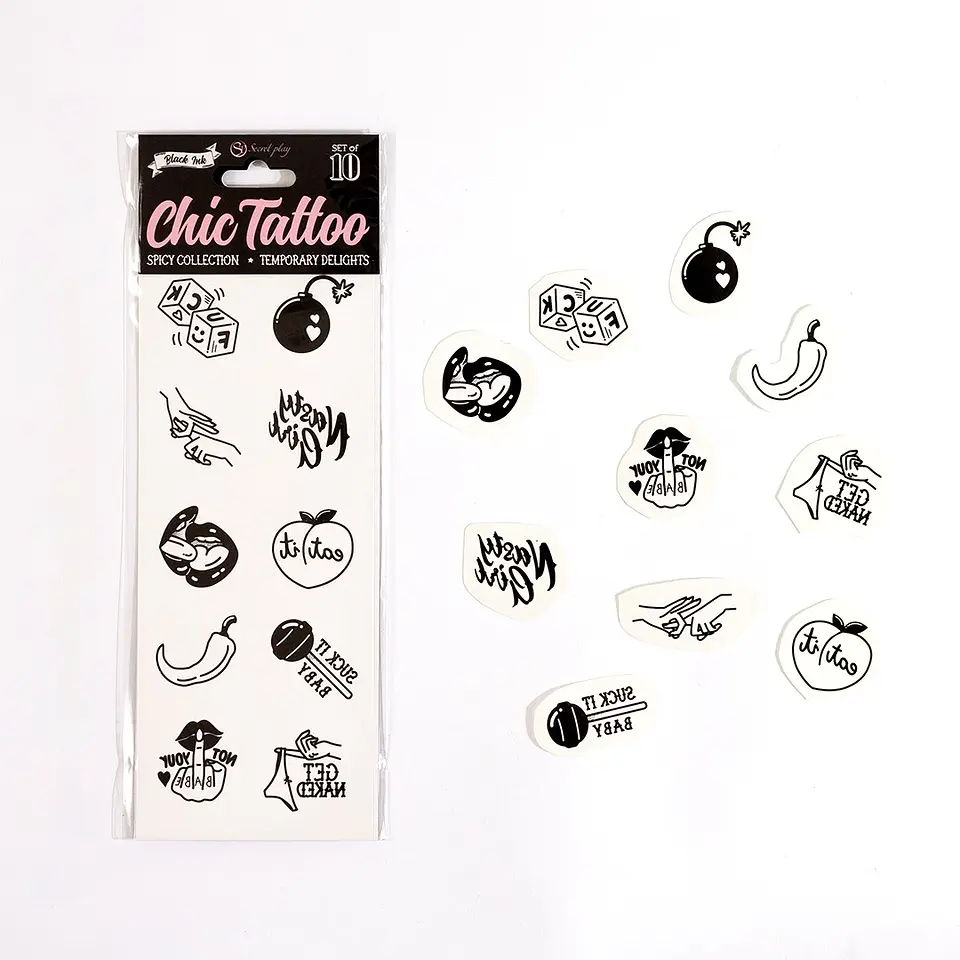 Conjunto de 10 Tatuagens Temporárias - Spicy Collection Chic Tattoo Secret Play 2
