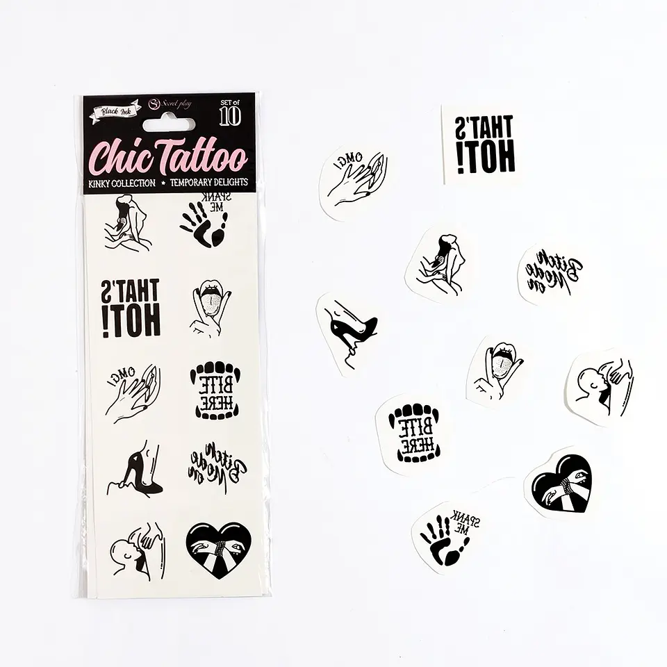Conjunto de 10 Tatuagens Temporárias - Kinky Collection Chic Tattoo Secret Play 2