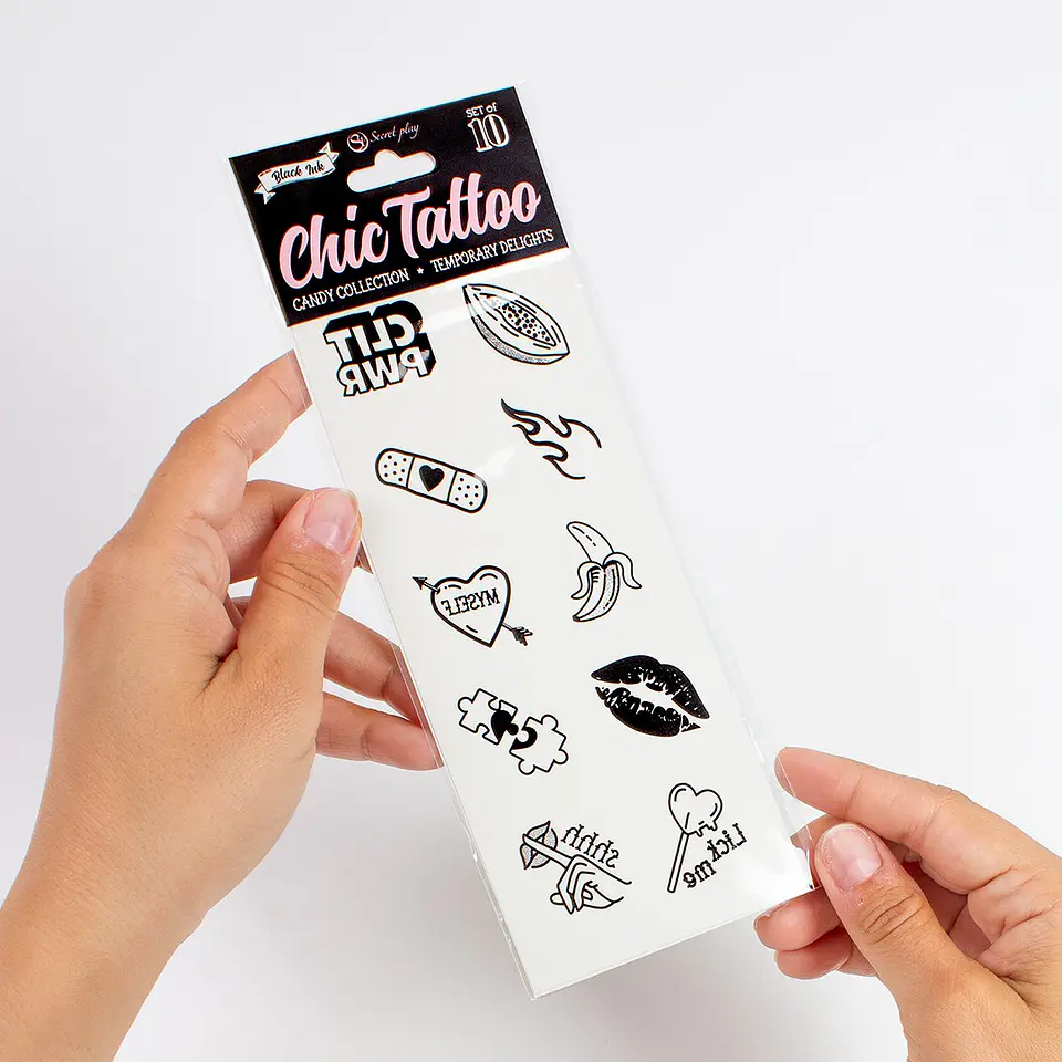 Conjunto de 10 Tatuagens Temporárias - Candy Collection Chic Tattoo Secret Play 5