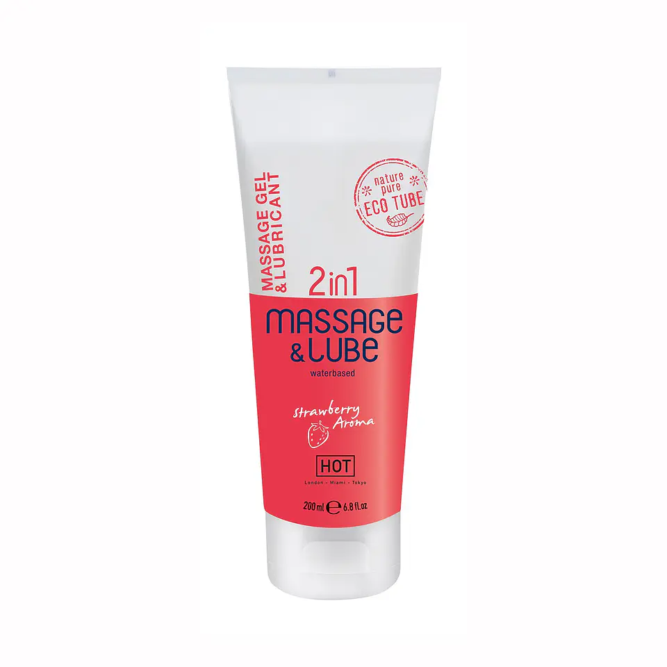Gel de Massagem e Lubrificante 2em1 com Sabor a Morango Hot™ 200ml 1