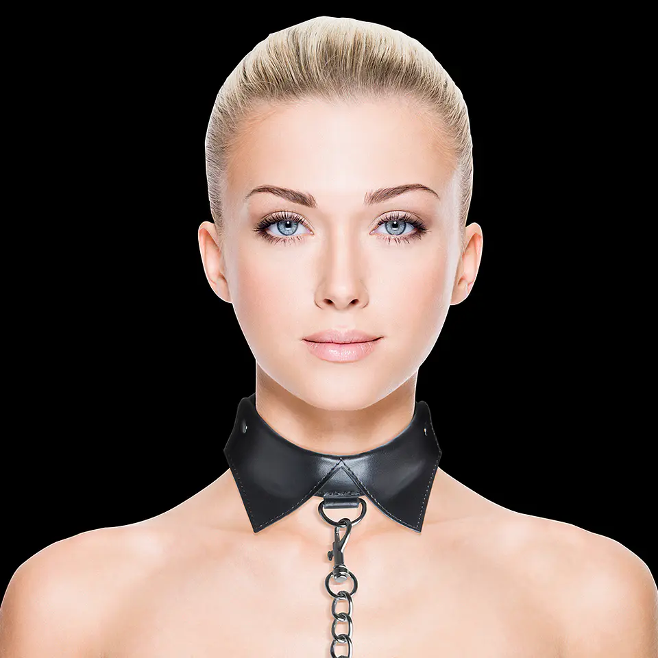 Coleira com Trela Ouch! Exclusive Collar with Leash Preta 1