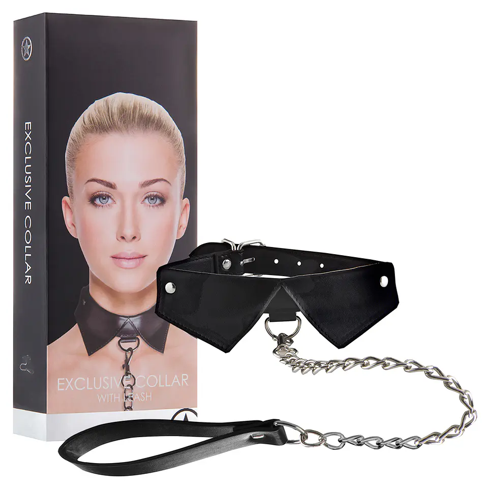 Coleira com Trela Ouch! Exclusive Collar with Leash Preta 2