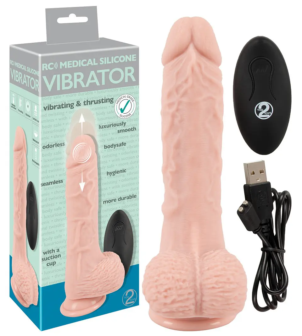 Vibrador Realista com Função Vai-Vem e Comando sem Fios Medical Silicone Rc Vibrator You2toys 2