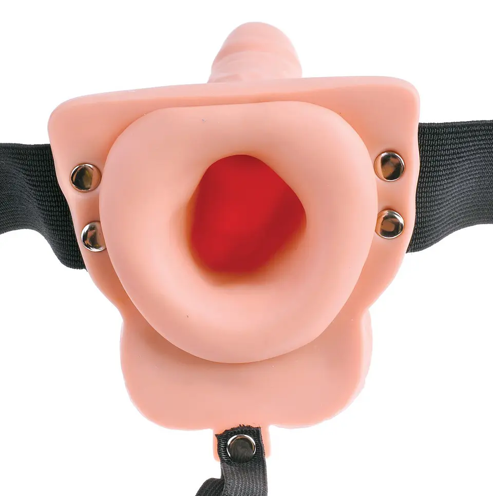Arnês com Dildo Oco Recarregável 6' Hollow Rechargeable Strap-On com Comando Fetish Fantasy Series 3