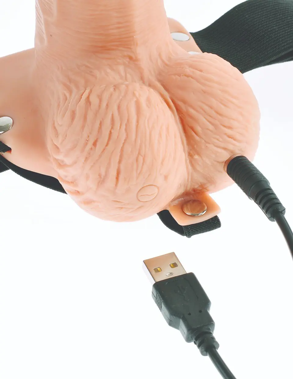 Arnês com Dildo Oco Recarregável 6' Hollow Rechargeable Strap-On com Comando Fetish Fantasy Series 6