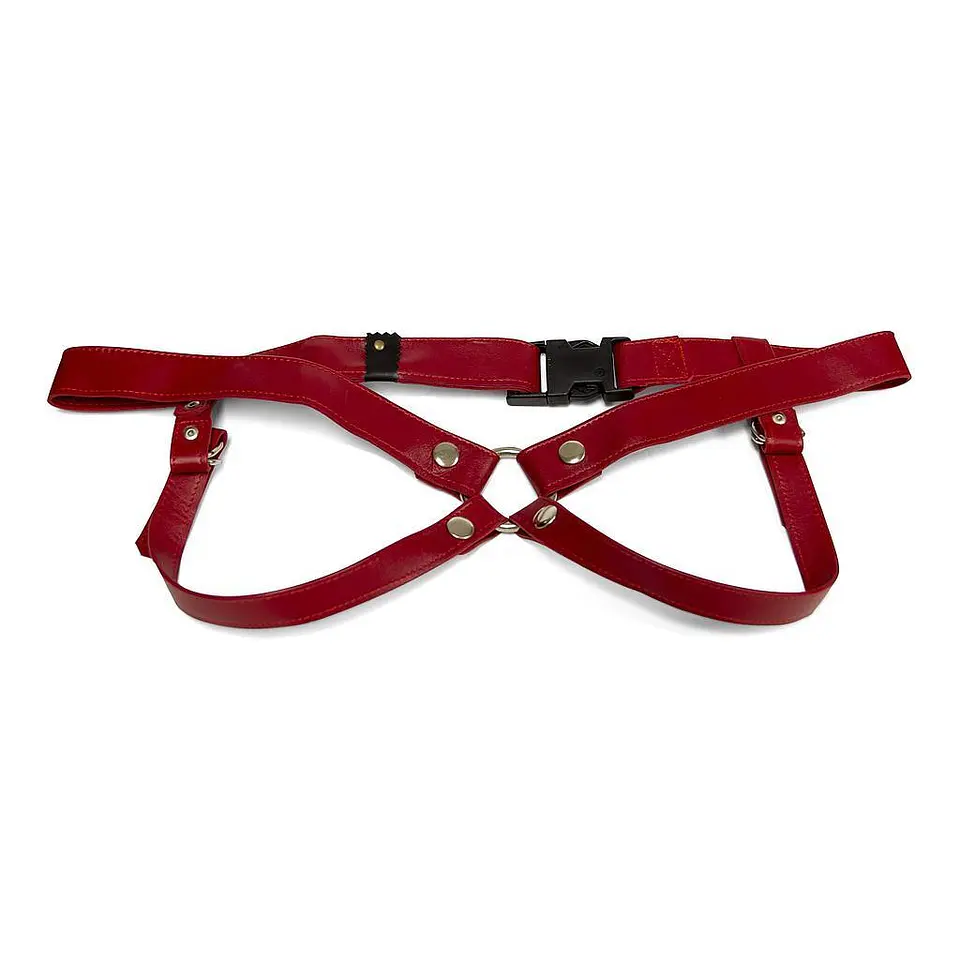 Arnês Artesanal em Couro Vermelho 3 CM/ M Lulú Lafem 3