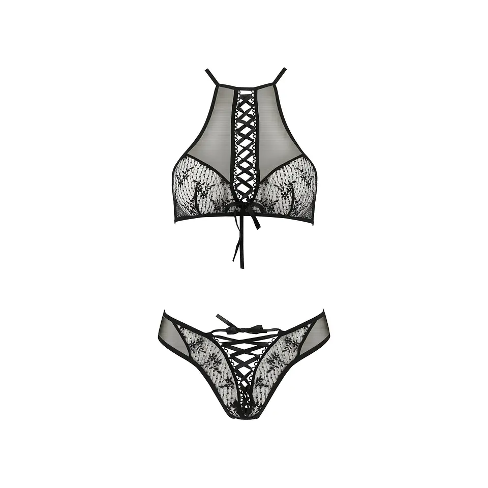 Conjunto de 2 Peças Azalia Preto Erotic Line Passion 1
